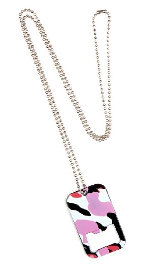 Plaque militaire camo rose + décapsuleur