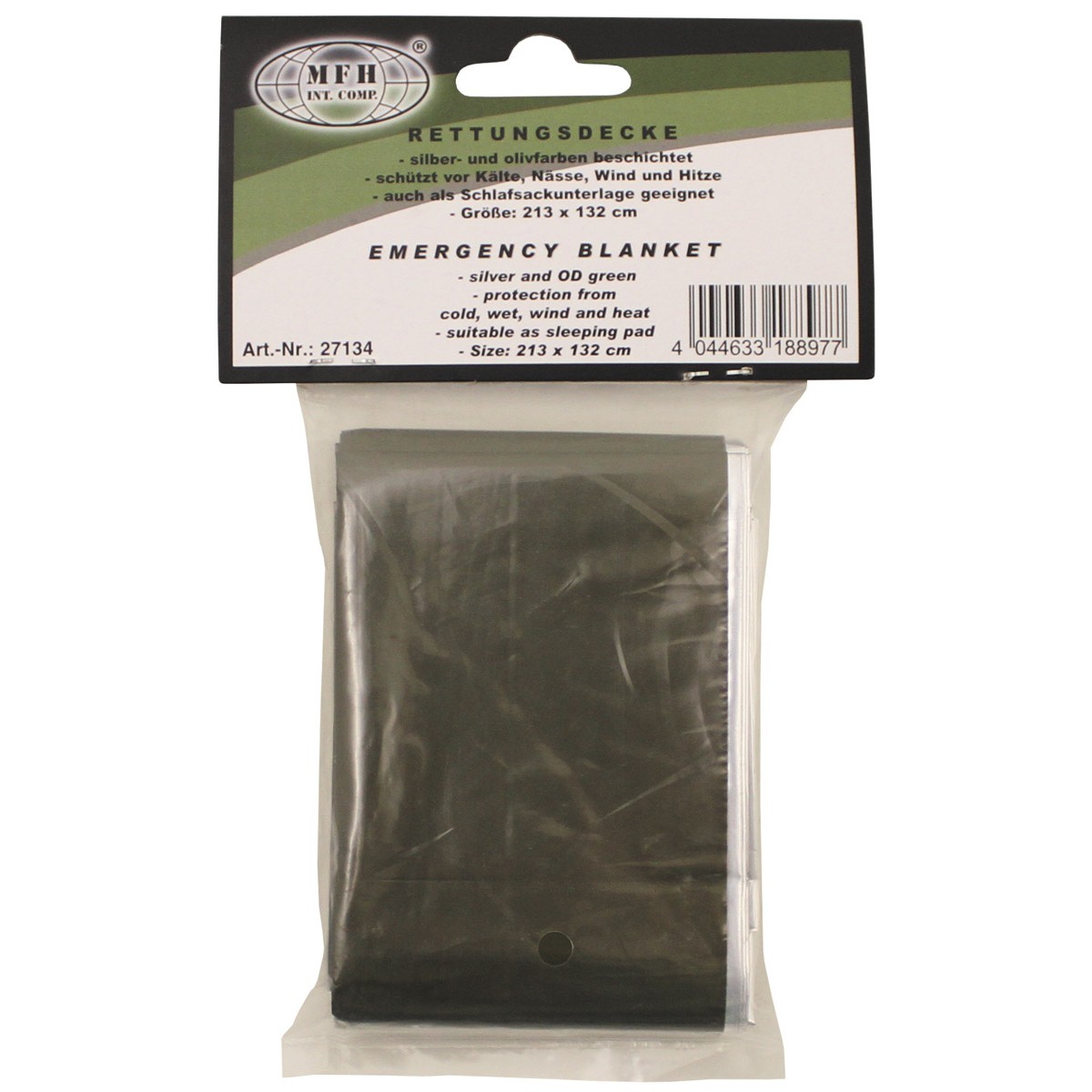 Couverture de survie MFH argent/vert