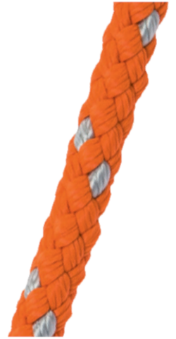 Corde polypro. 12mm - 10m orange-argent