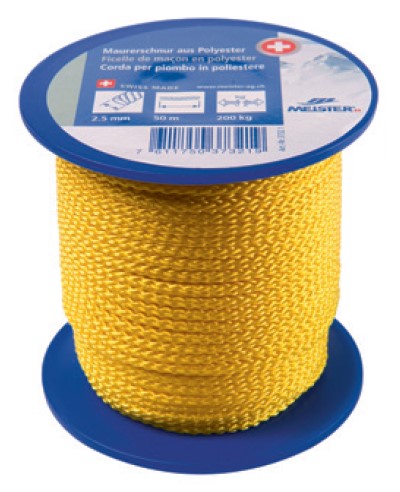 Ficelle maçon polyester 2.5mm -50m jaune