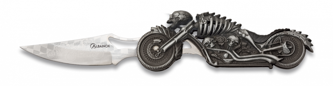 Couteau pliant moto squelette