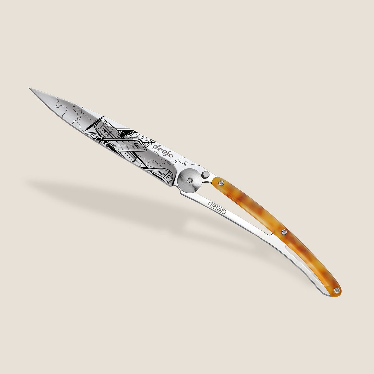 Couteau DEEJO 37g Tortue clair/Aviation