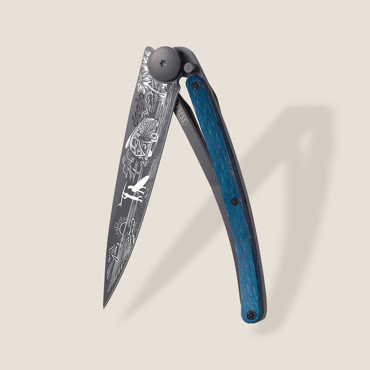 Couteau DEEJO 37gr Hêtre bleu / Van Life