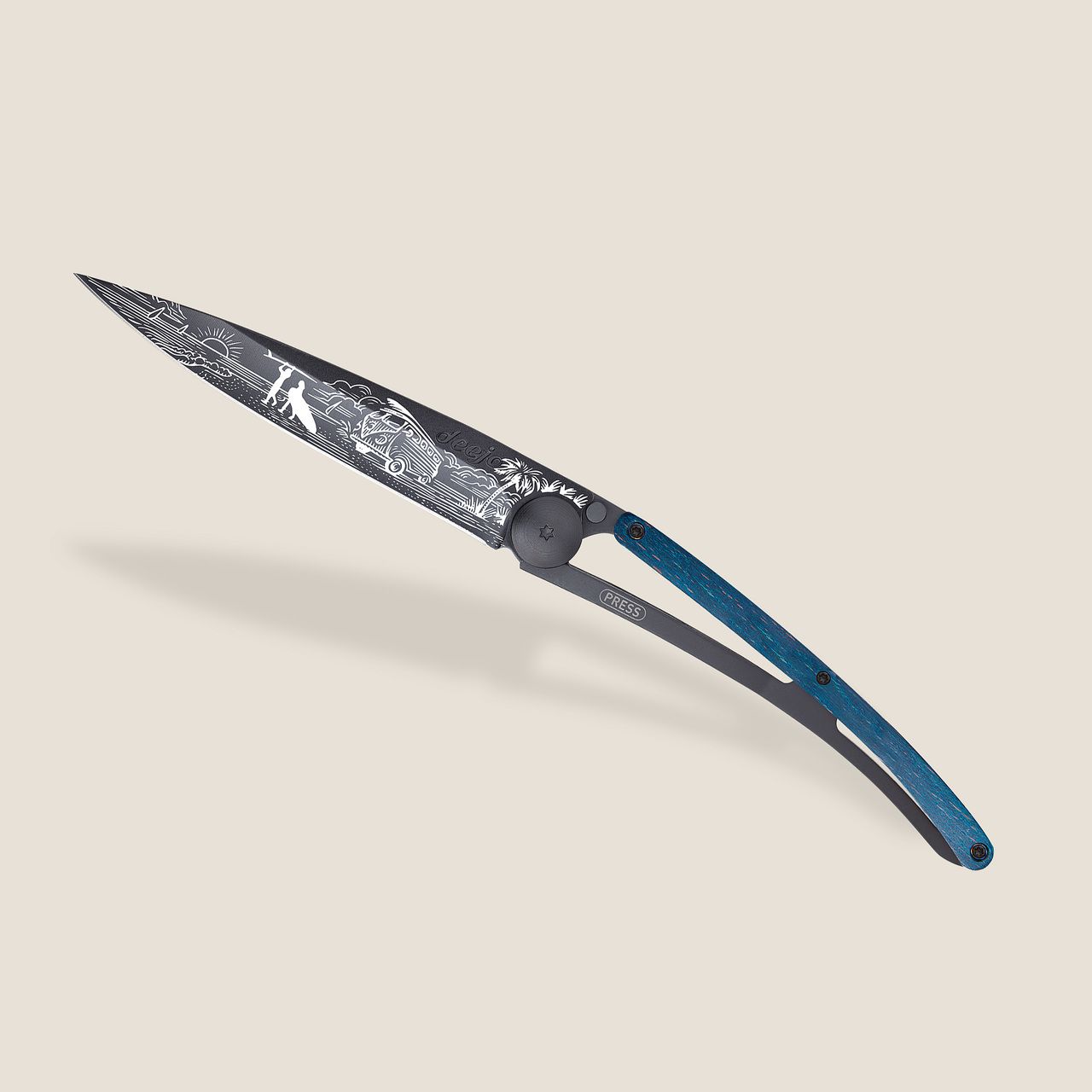 Couteau DEEJO 37gr Hêtre bleu / Van Life