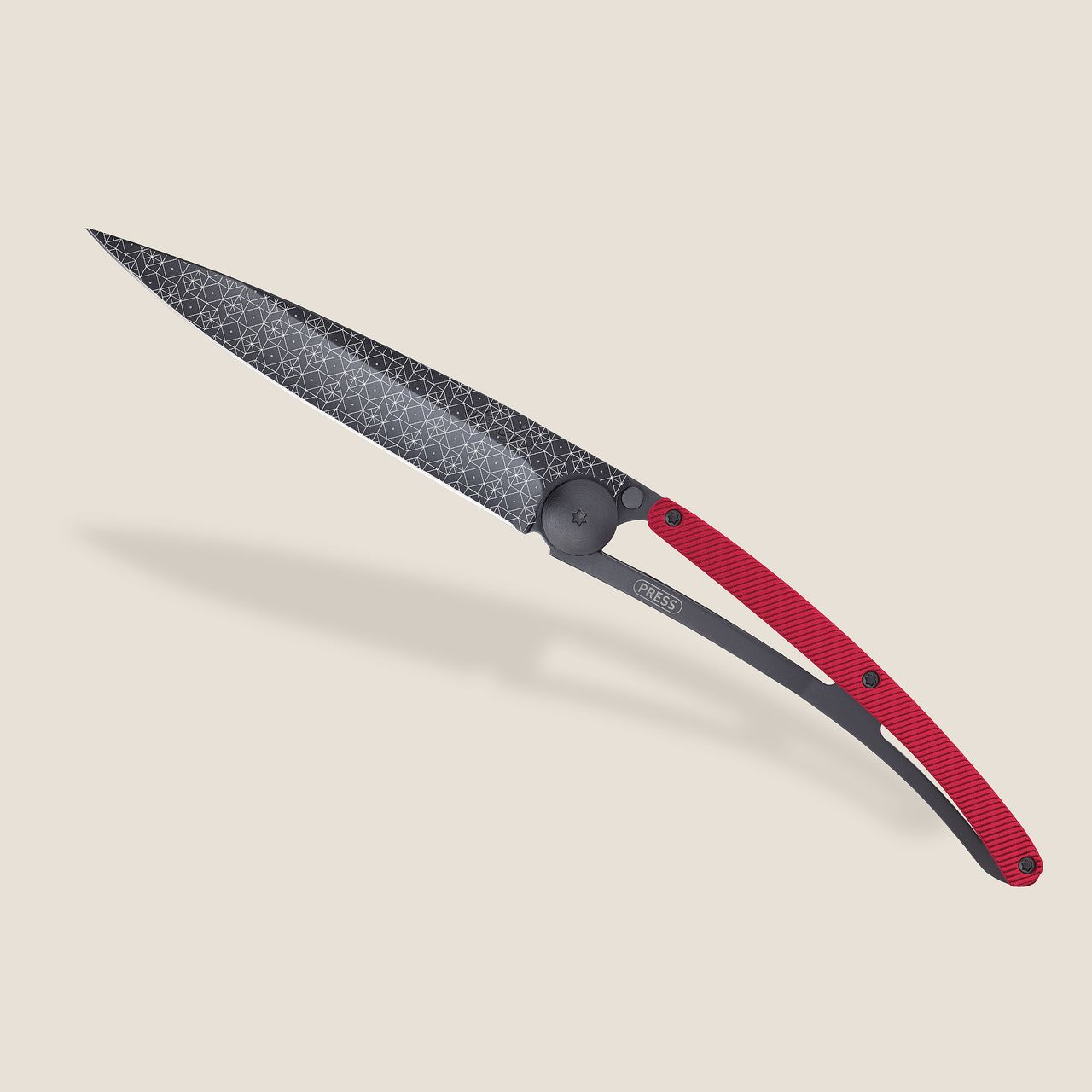 Couteau 37G Alu rouge / Frise