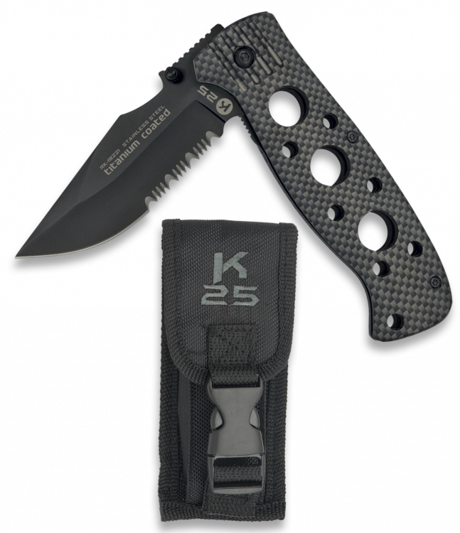 Couteau tactique pliant K25 carbon noir