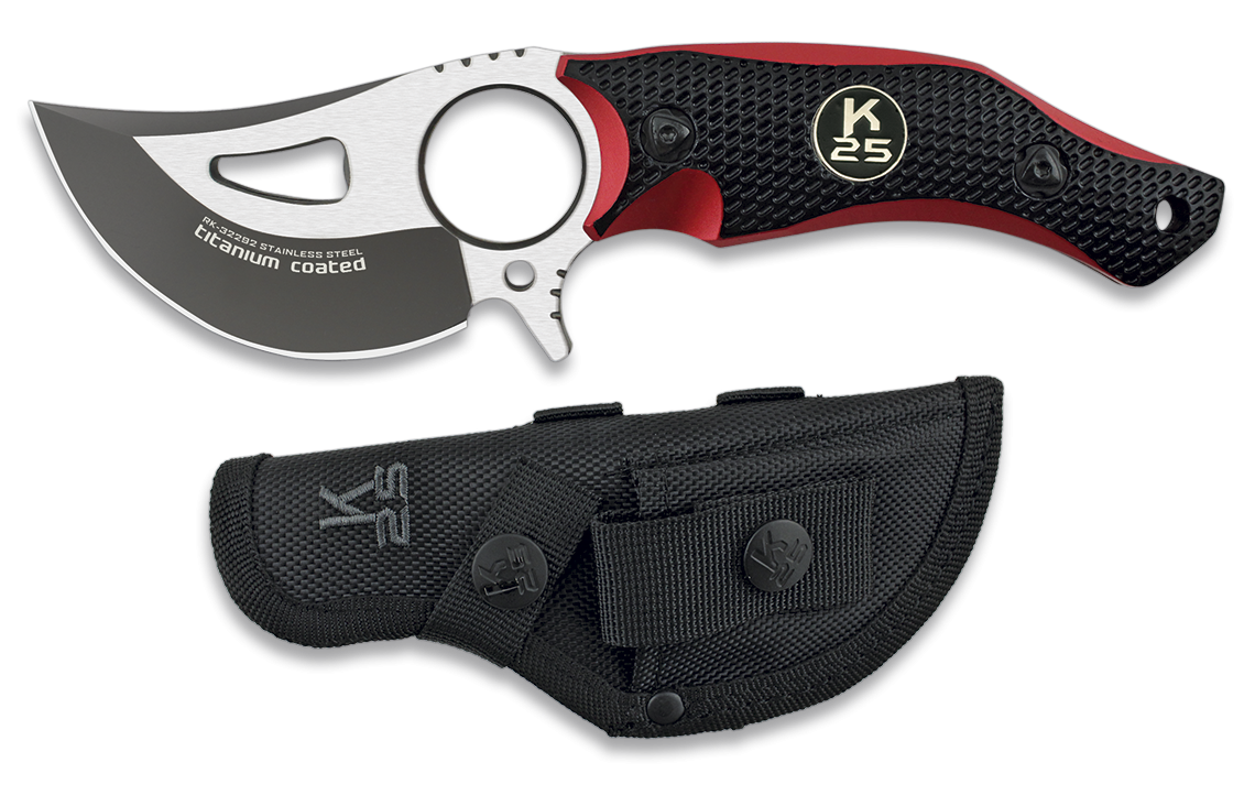 Couteau tactique K25 noir/rouge