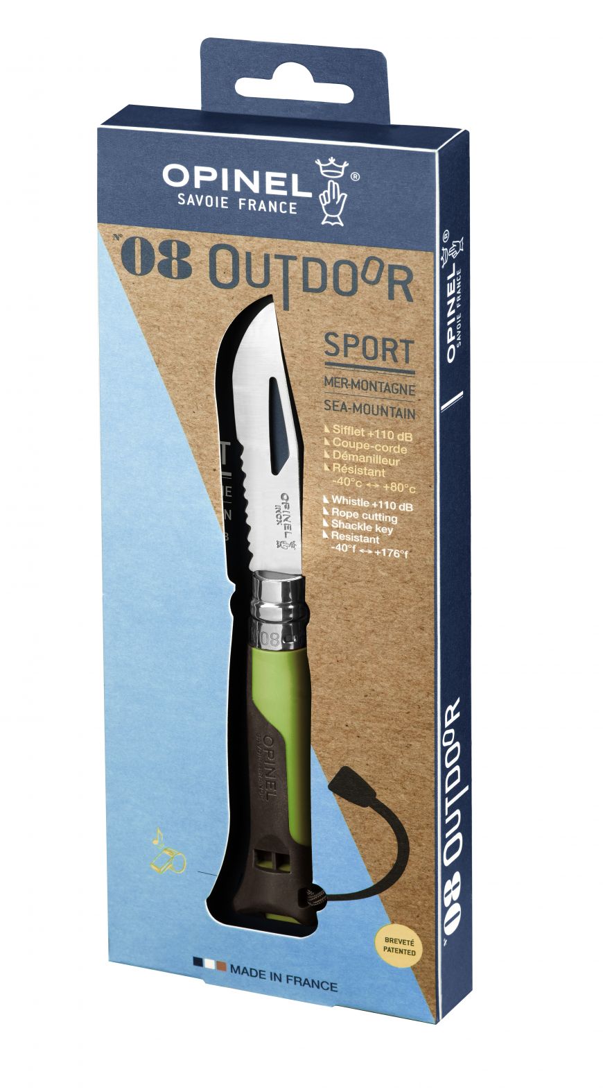 Couteau OPINEL N°08Outdoor mer/mon. vert