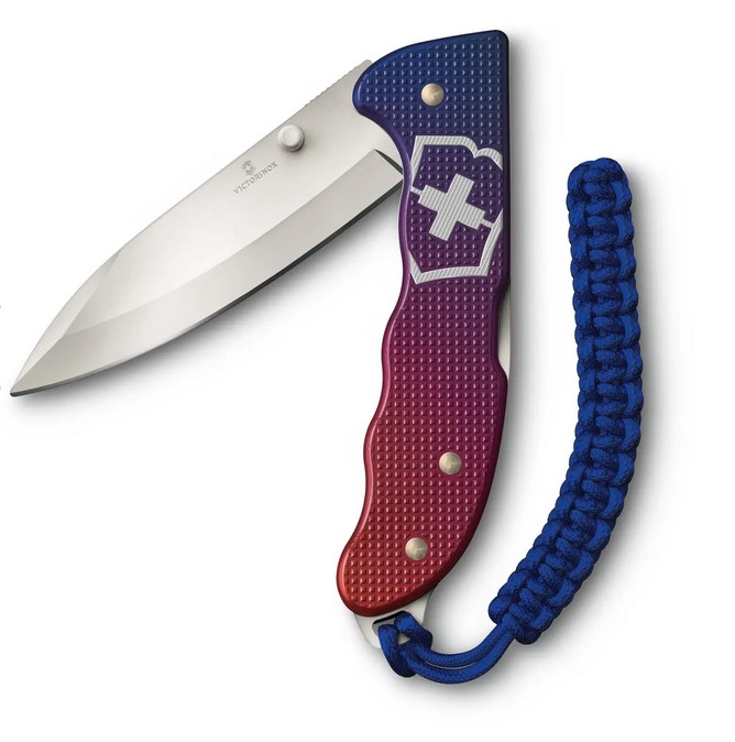 Couteau Evoke alox, bleu et rouge