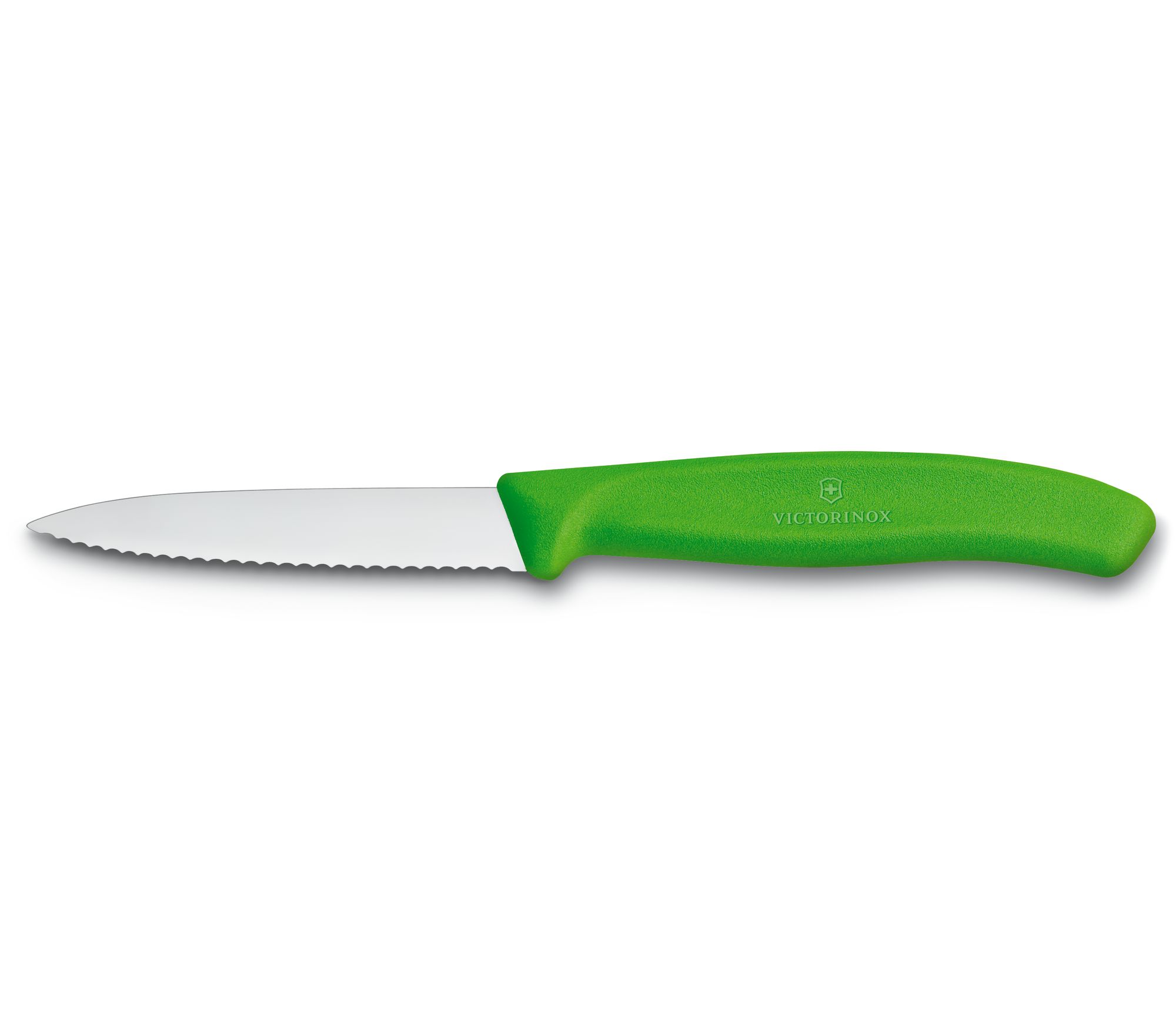 Couteau d'office denté 8cm vert 2pcs