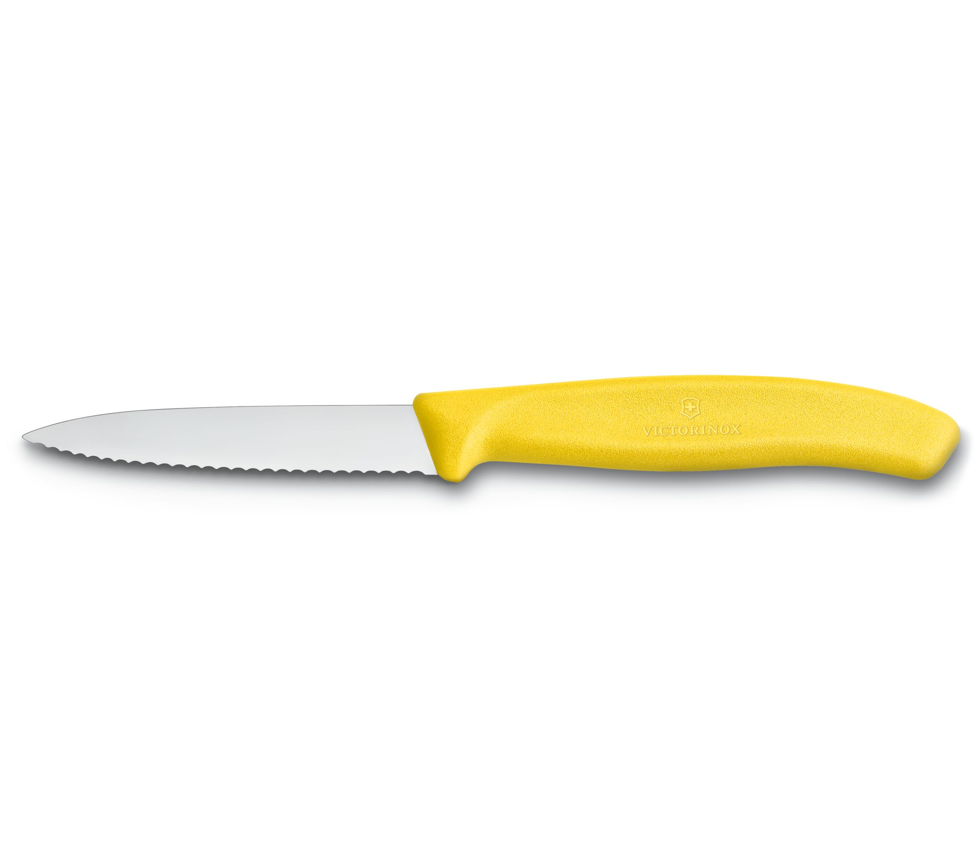 Couteau d'office denté 8cm jaune 2pces