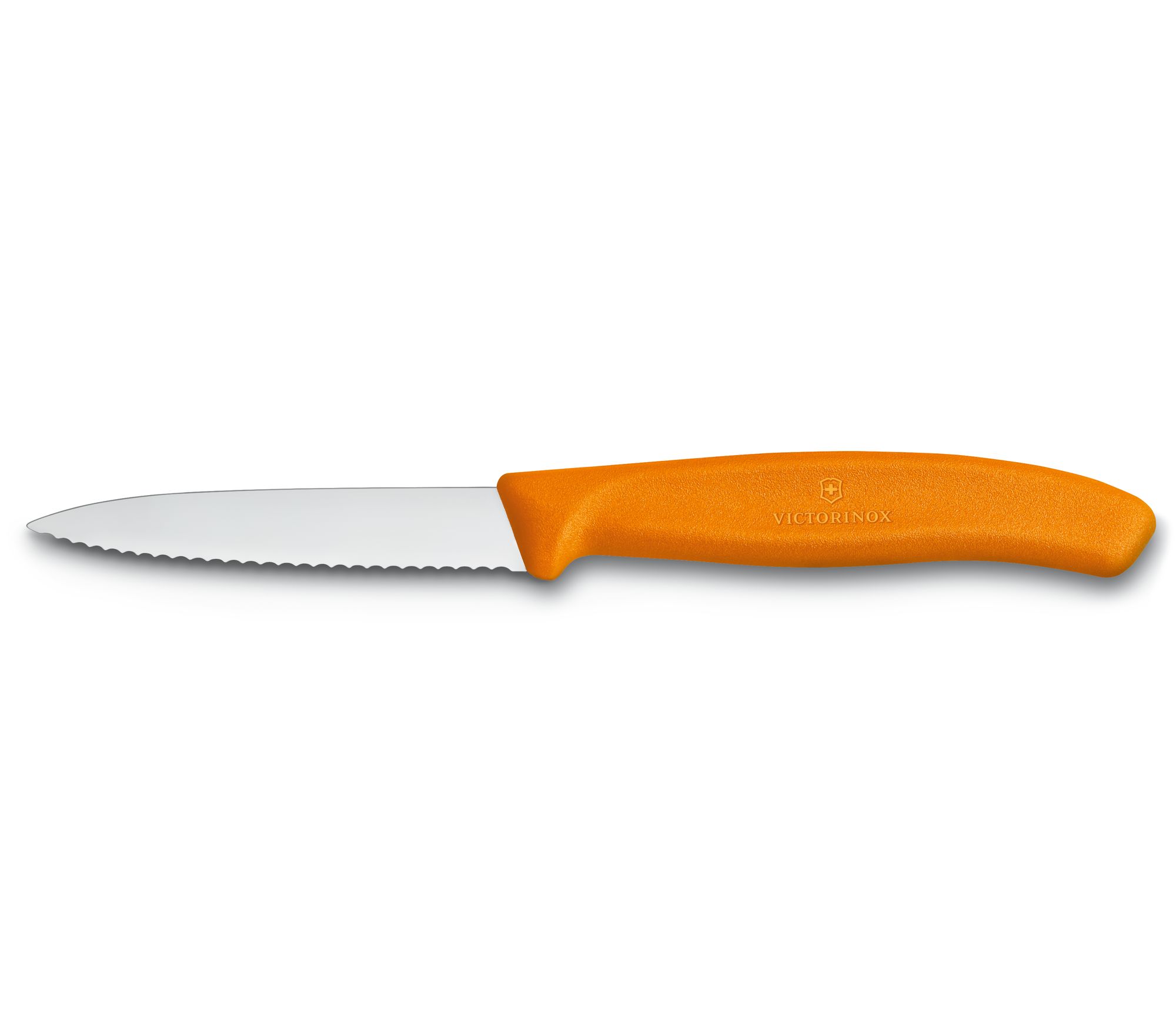 Couteau d'office denté 8cm orange 2pcs