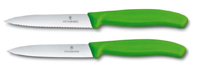 Duo couteaux d'office denté/lisse vert