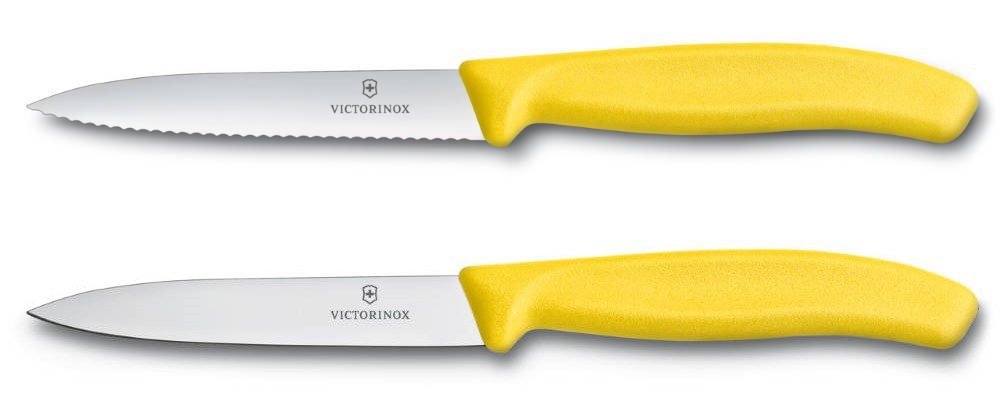 Duo couteaux d'office denté/lisse jaune