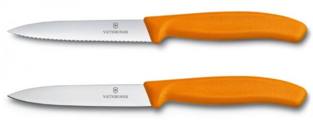 Duo couteaux d'office denté/lisse orange