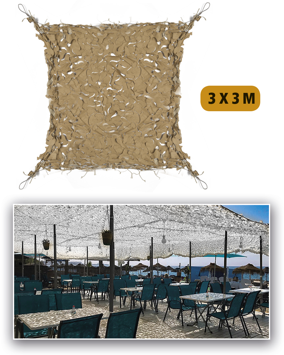 Filet de camouflage Ombre Desert 3x3m