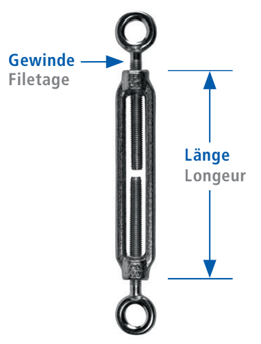 Tendeur M8x105mm avec 2 oeillets