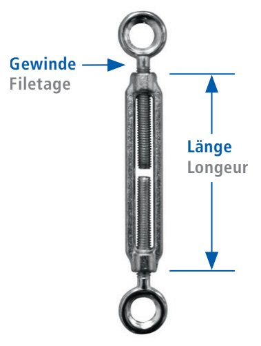 Tendeur M5x70mm avec 2 oeillets