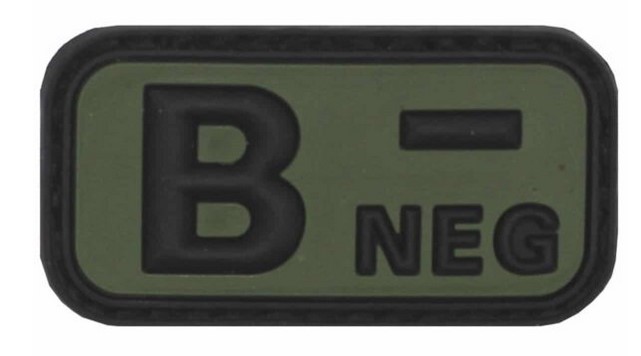 Patch PVC Groupe sanguin B-neg. vert