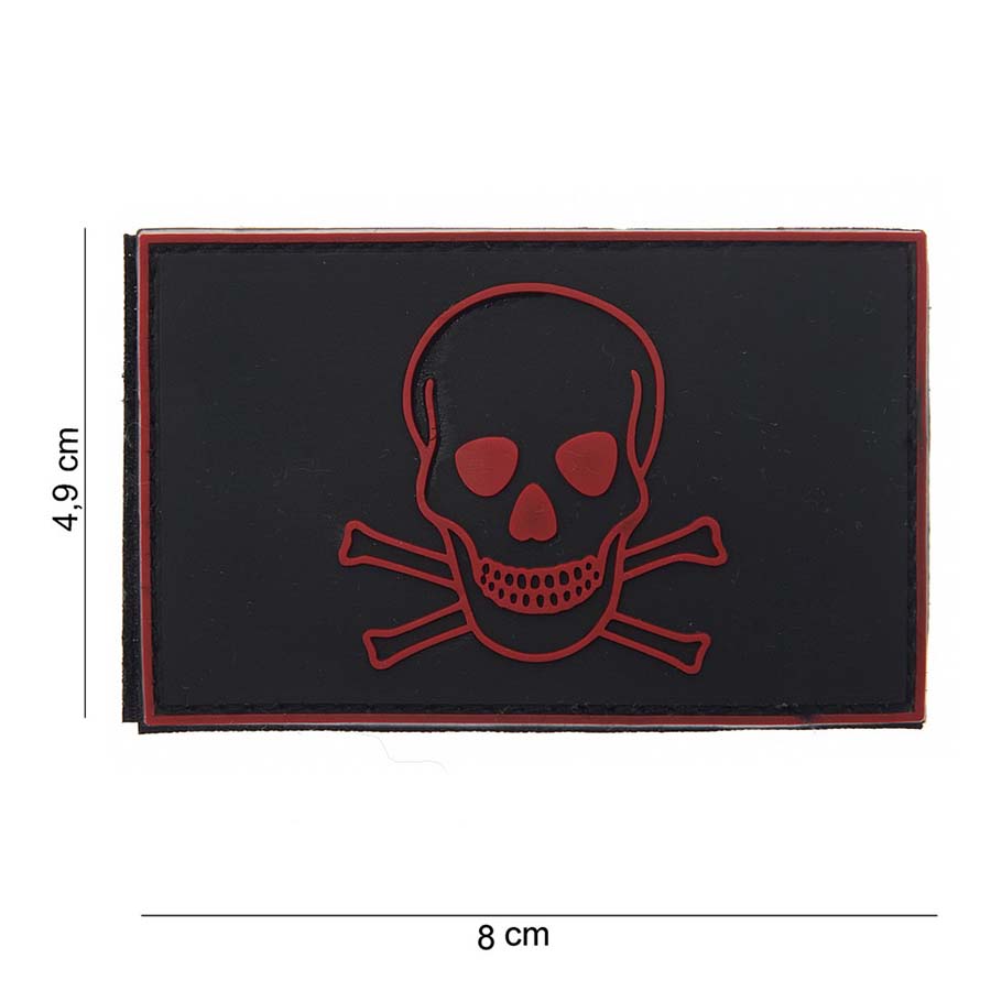 Patch PVC Crâne et os rouge