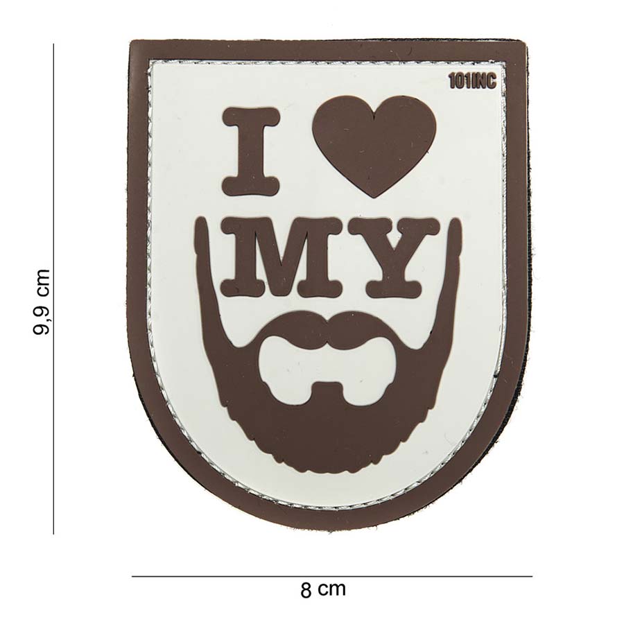 Patch PVC I love My Beard brun