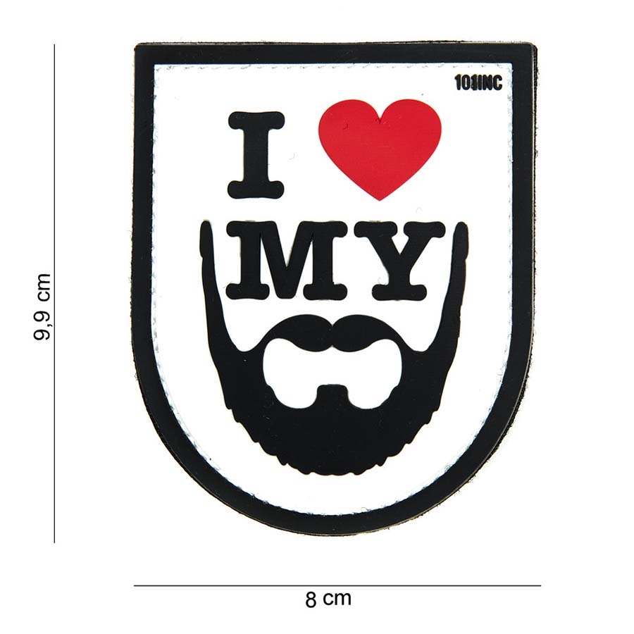 Patch PVC I love My Beard blanc