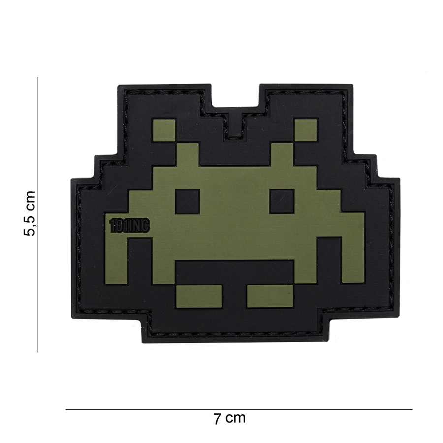 Patch PVC Space Invader vert/noir