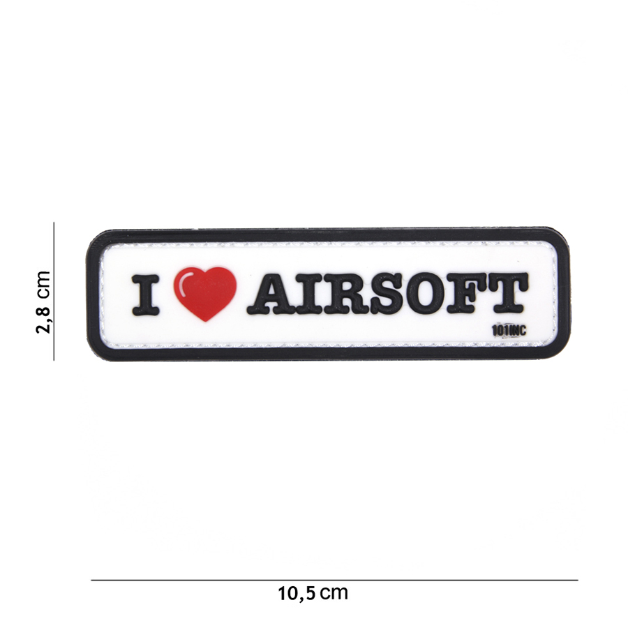 Patch PVC I love Airsoft blanc