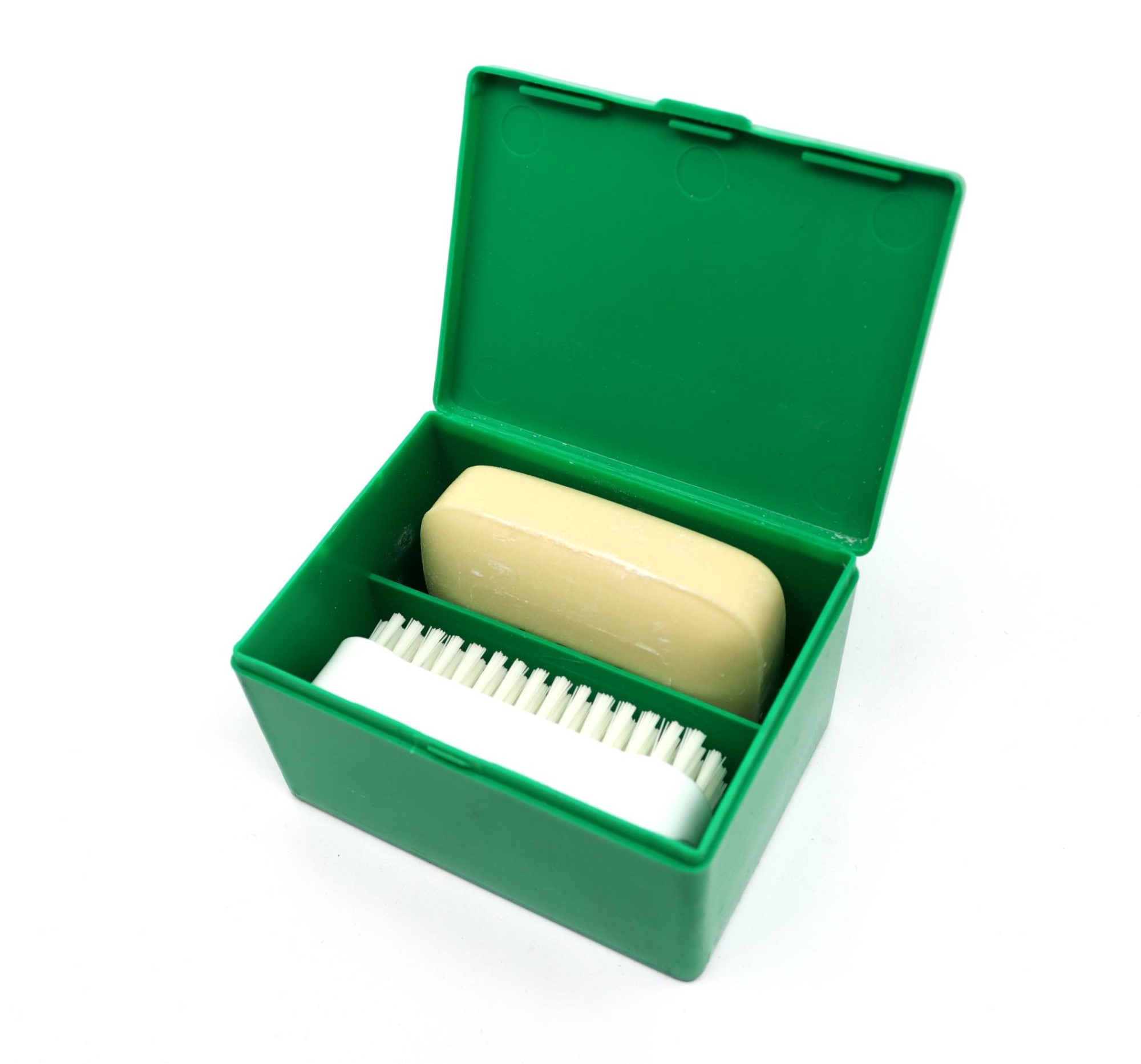 Savon avec boite verte et brosse